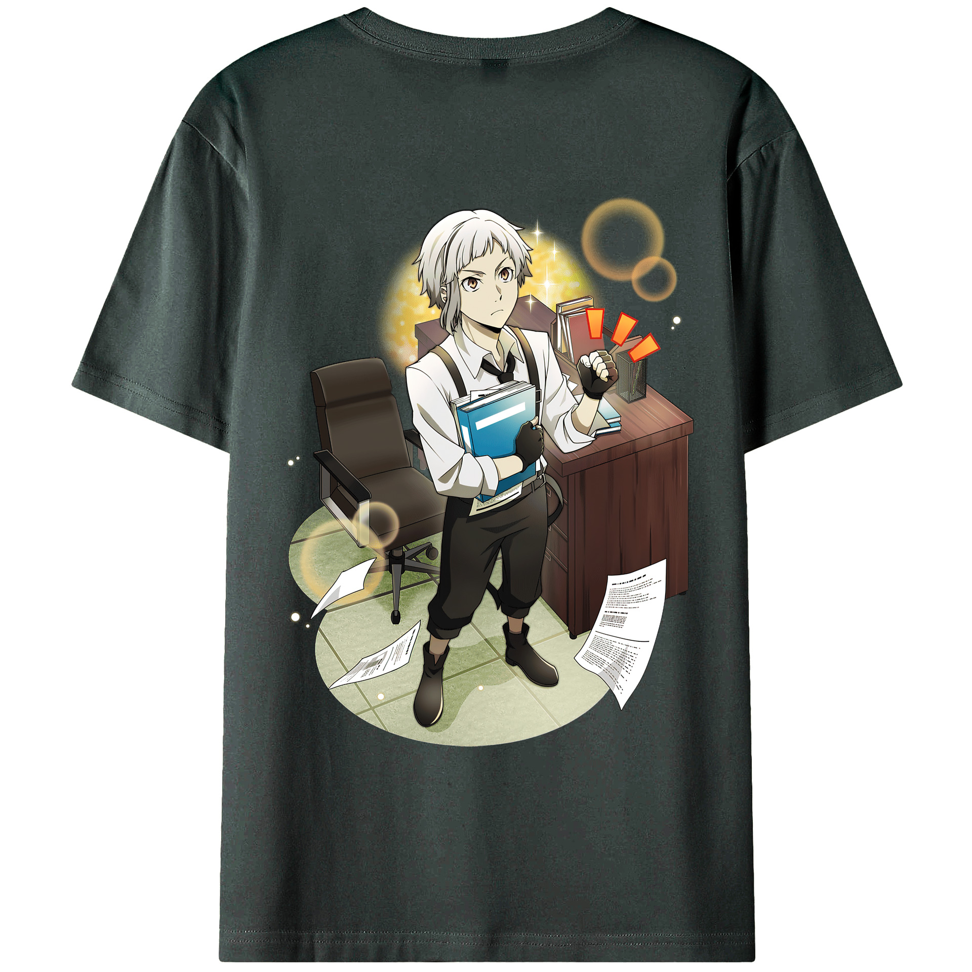 （画像用） 文豪ストレイドッグス Bungo Stray Dogs 綿100％ メンズ半袖Tシャツ（バックプリント） 通気性